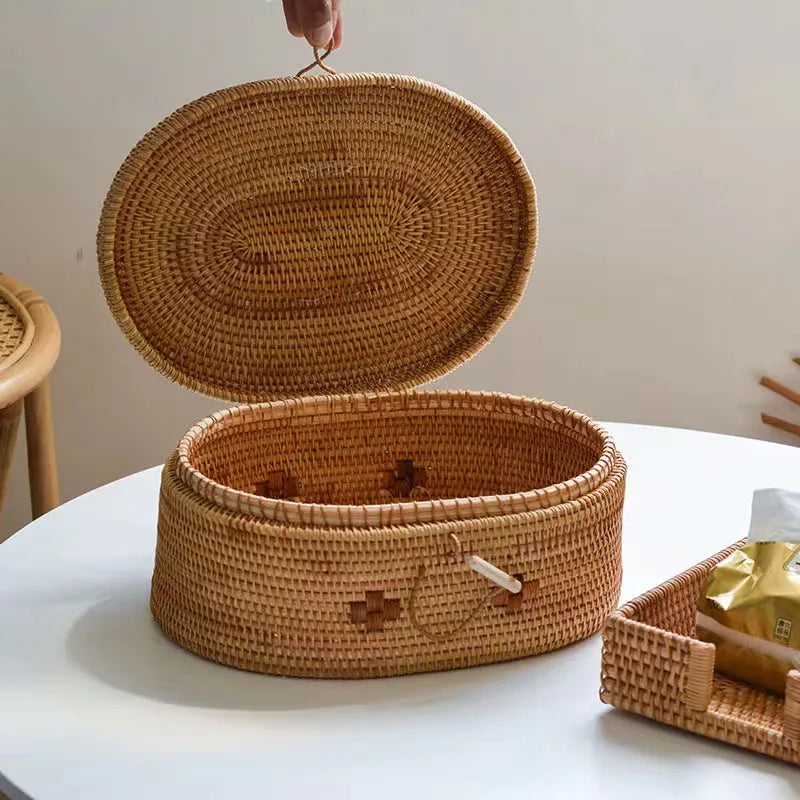 Handgevlochten Rotan Mand met Handvat