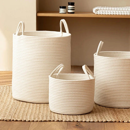 Witte Gevlochten Opbergmand met Handvat