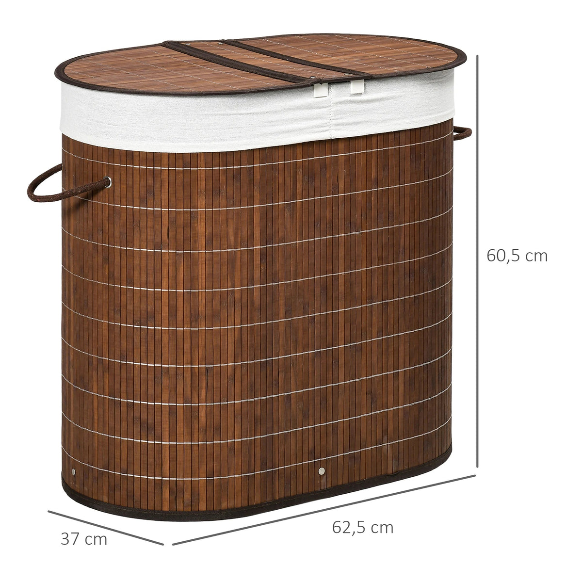 Bamboe Wasmand met 2 Vakken - 100 Liter