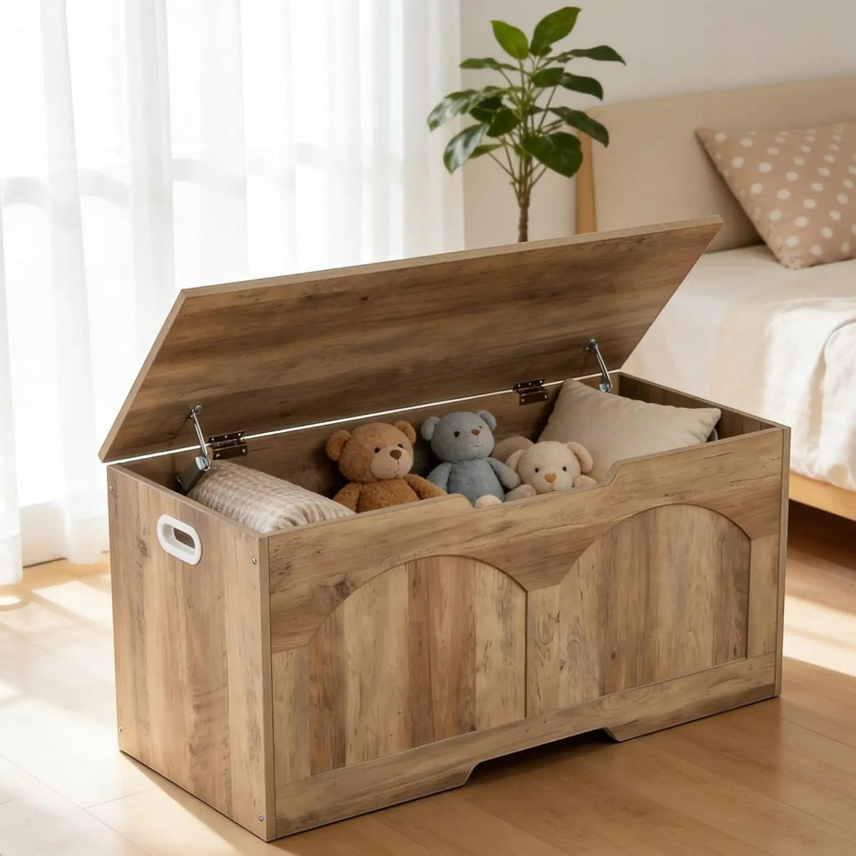 Houten Opbergbank met Klepdeksel
