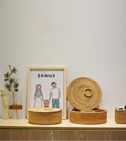 Rattan Snackdoos met 5 Vakken en Deksel
