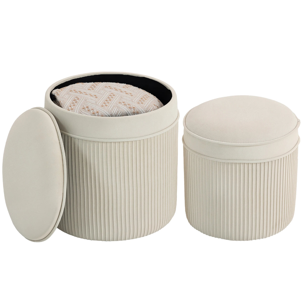Fluwelen Opbergpoefs Set van 2 – 35 Liter