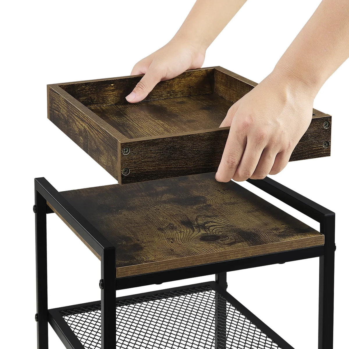 Bijzettafel op Wielen met 3 Niveaus