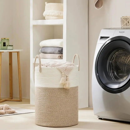Opvouwbare Gevlochten Wasmand 58 Liter