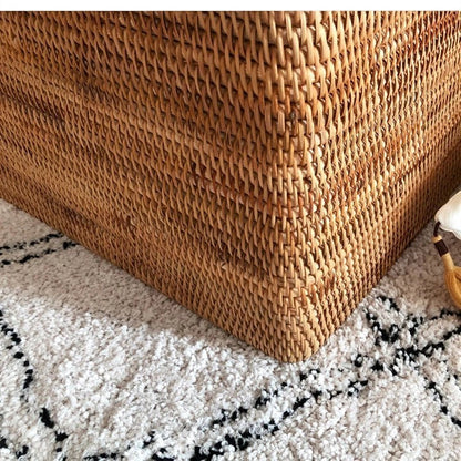 Handgevlochten Rattan Opbergmand met Deksel