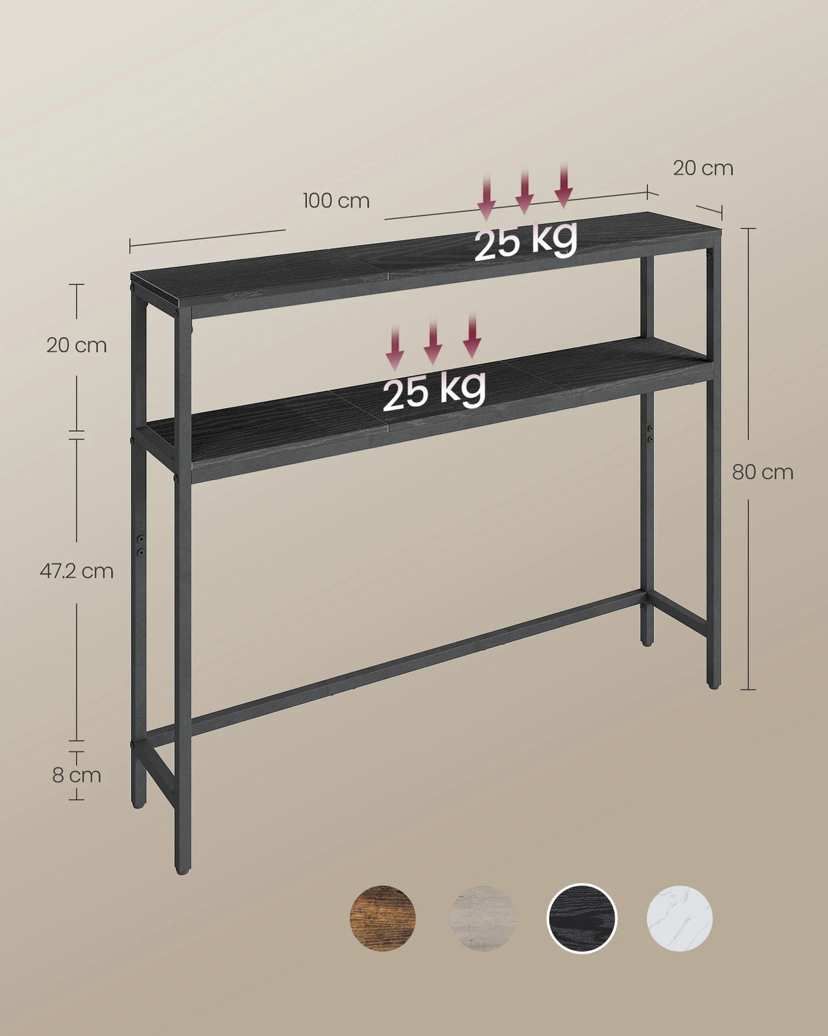 Wandtafel met 2 Planken