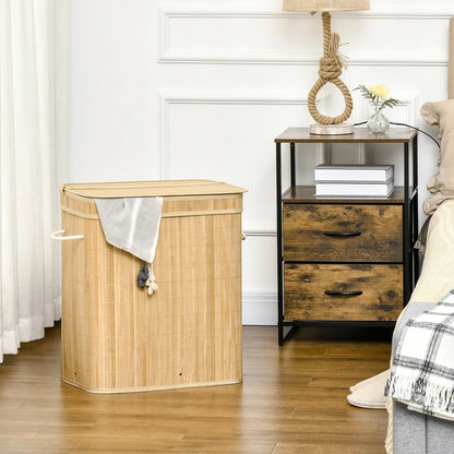 Bamboe Wasmand met 2 Vakken - 90 Liter