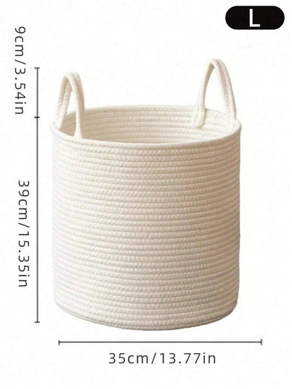 Witte Gevlochten Opbergmand met Handvat