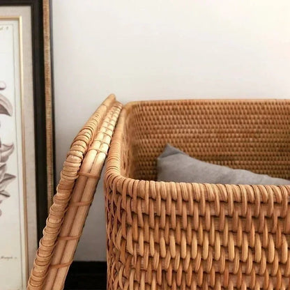 Handgevlochten Rattan Opbergmand met Deksel
