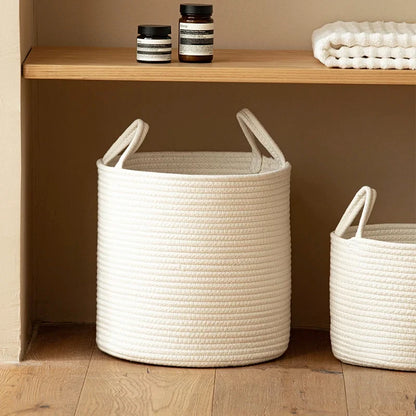 Witte Gevlochten Opbergmand met Handvat