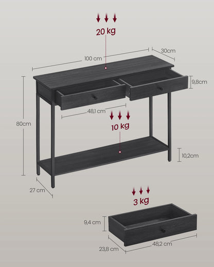 Wandtafel met 2 Lades