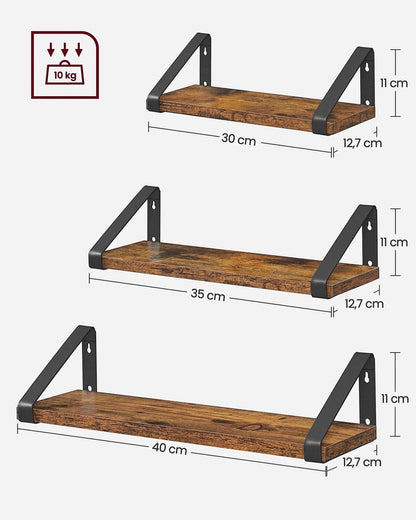 Industriële Wandplanken (Set van 3)