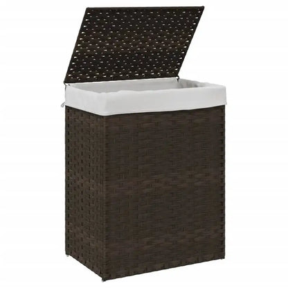 Wasmand met Deksel van Polyrotan