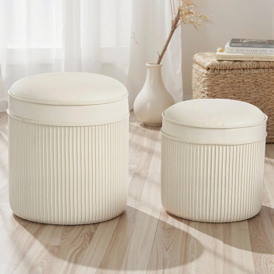 Fluwelen Opbergpoefs Set van 2 – 35 Liter