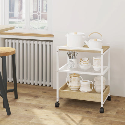 Bijzettafel op Wielen met 3 Niveaus
