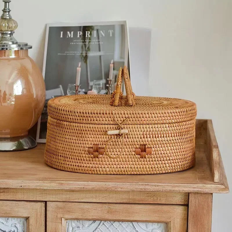 Handgevlochten Rotan Mand met Handvat