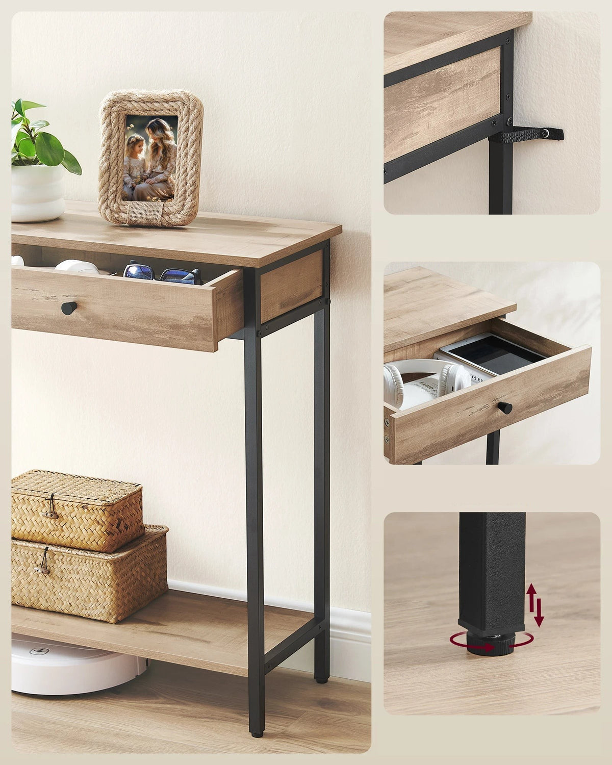 Wandtafel met 2 Lades