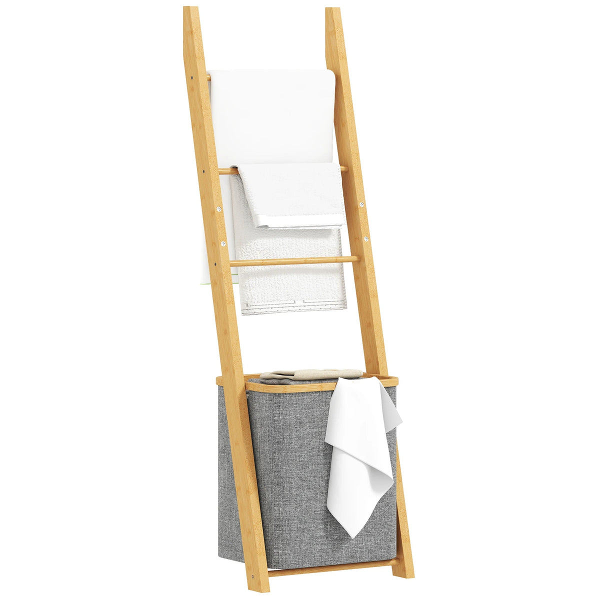 Bamboe Handdoekenrek met Wasmand - 48 Liter