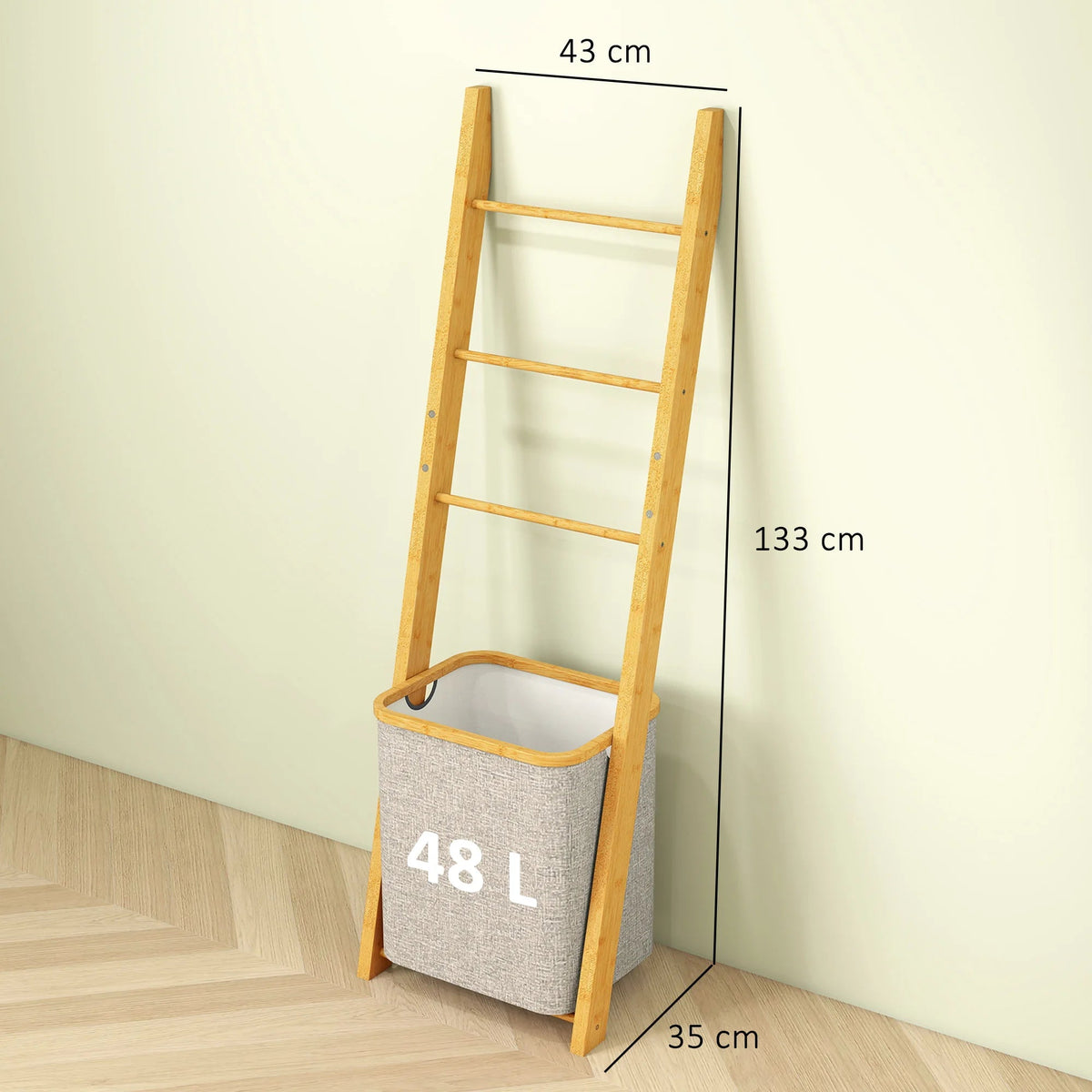 Bamboe Handdoekenrek met Wasmand - 48 Liter