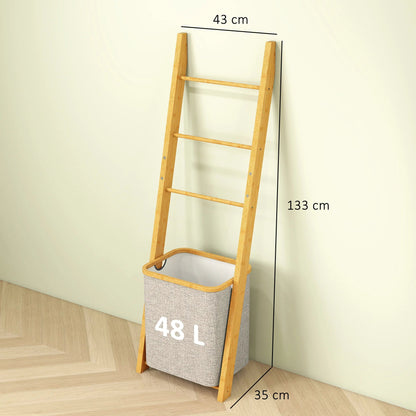 Bamboe Handdoekenrek met Wasmand - 48 Liter