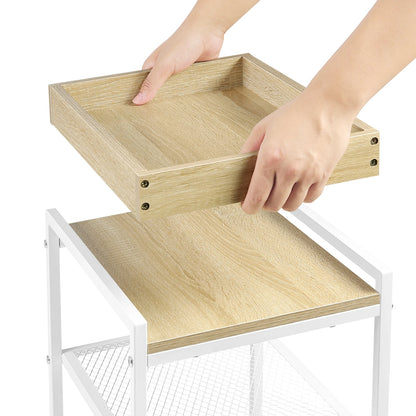 Bijzettafel op Wielen met 3 Niveaus