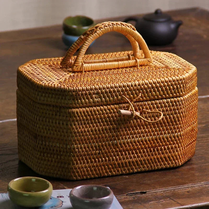 Handgevlochten Rotan Mand met Handvat