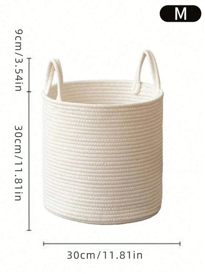 Witte Gevlochten Opbergmand met Handvat