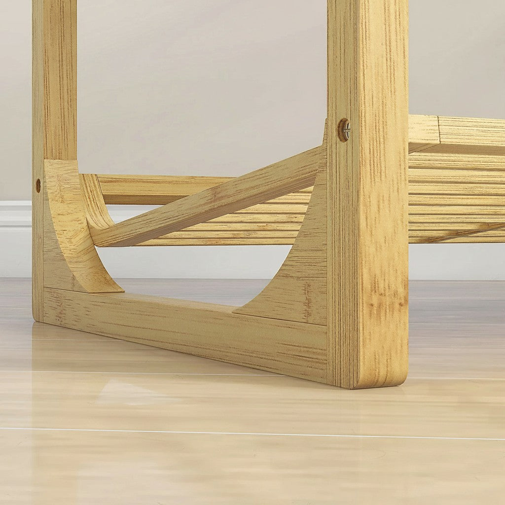 Tokari bamboe schoenenrek met 4 lagen en een stevig houten frame voor een georganiseerde hal of garderobe.