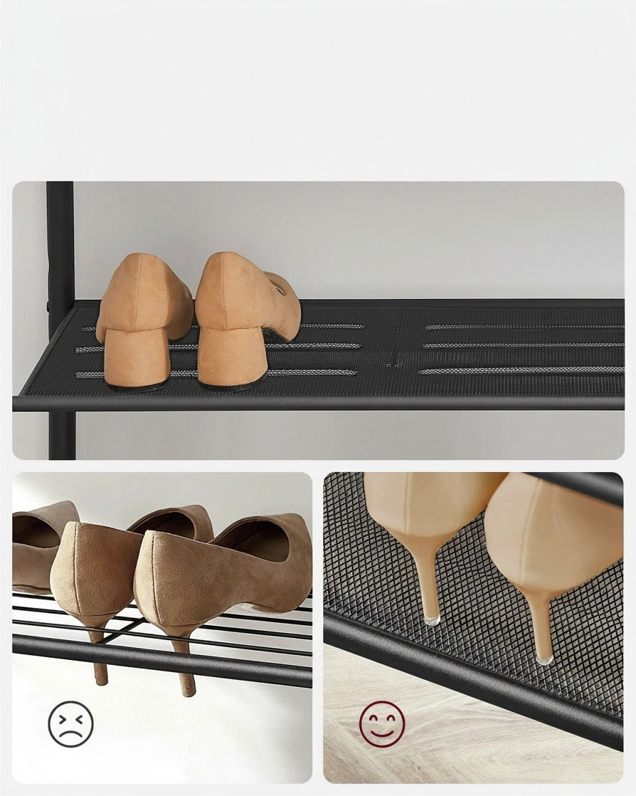 Tokari kapstok met verstelbaar zwart metalen rooster voor stabiele opslag van schoenen met hakken in de hal