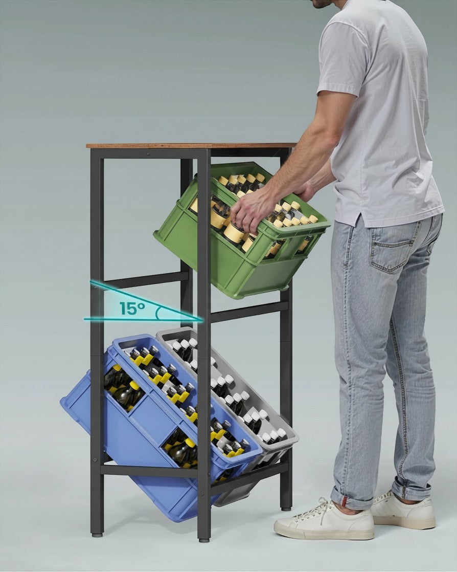 Tokari opbergrek met vier schuine opbergboxen voor het overzichtelijk opbergen van flessen of speelgoed